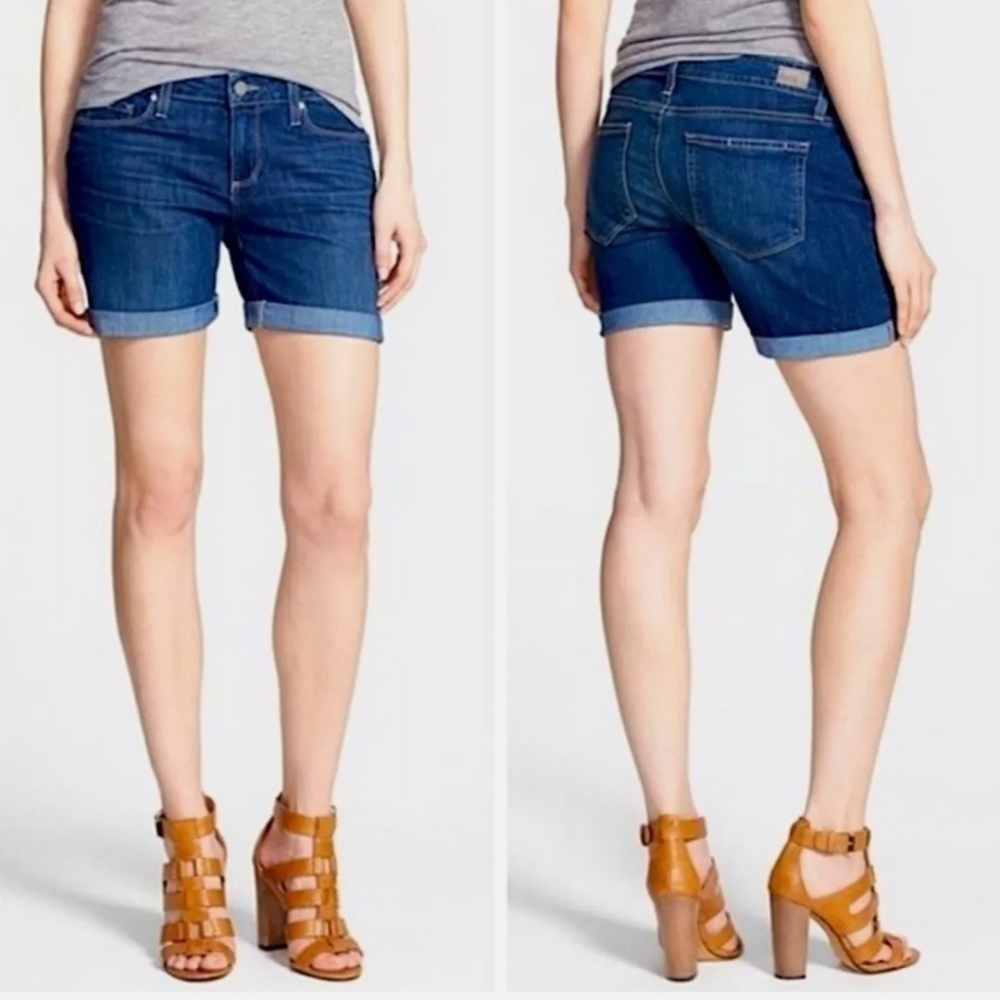 PAIGE GRANT RAW HEM BERMUDA JEAN SHORTS - SZ 24 MEDIUM WASH